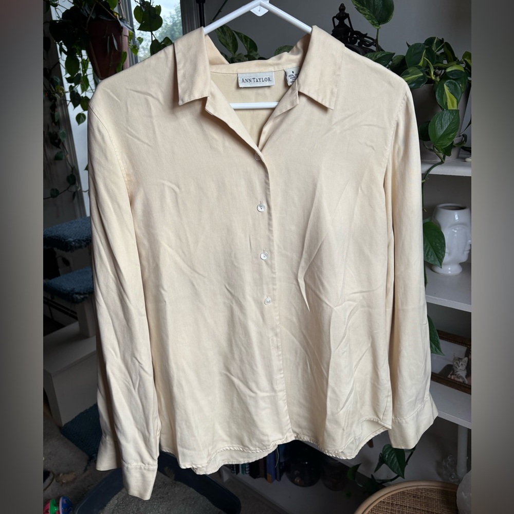 Ann Taylor Beige Button-Down Women's Shirt